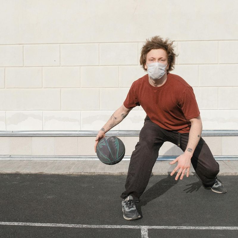 Person in a focused state during exercise.